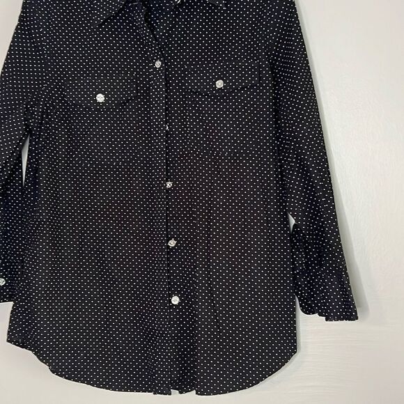 Chaps polkadot blouse button up down shirt top - Picture 2 of 9